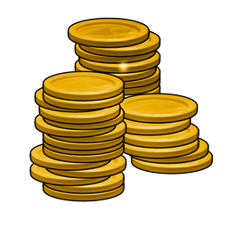 A shiny stack of gold coins. 