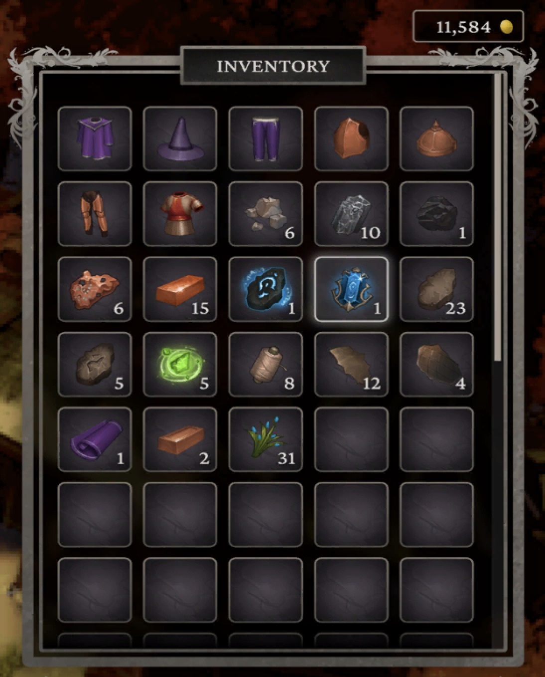 A UI Inventory example of stackable items. 
